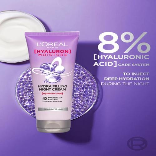 LOreal Paris Hyaluron Moisture Leave-in Night Cream with Hyaluronic Acid - 180 ml